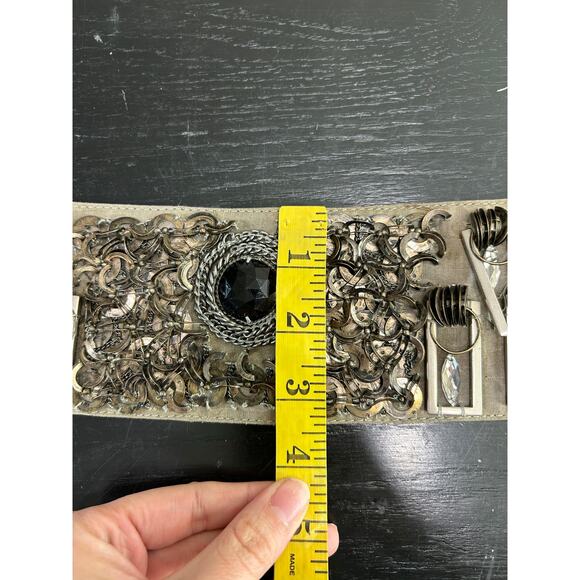 Vtg Leather Metal Accents Designer Chan Luu- Brown- Tassel Ties Med- preowned - Picture 5 of 11